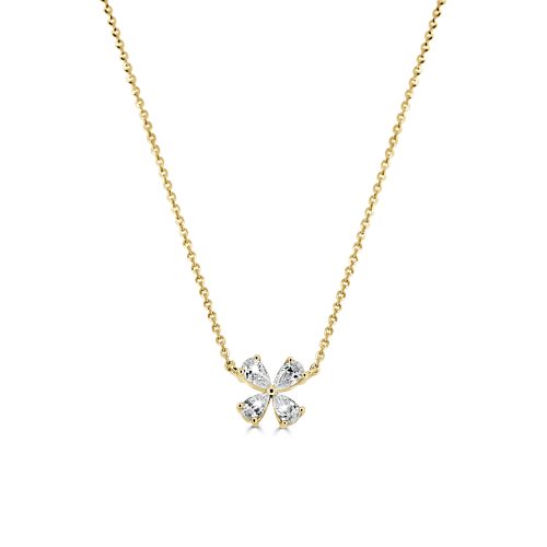 Diamond Clover Pendant Necklace in 18kt Gold