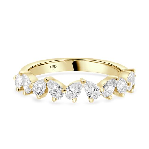 Wedding Ring Featuring Pear Cut Lab Diamonds