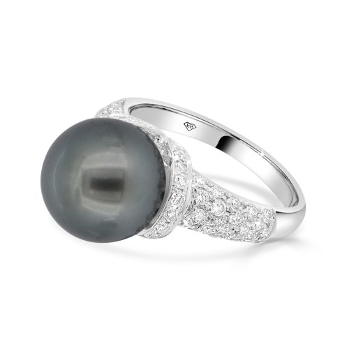 Tahitian Pearl and Diamond Ring