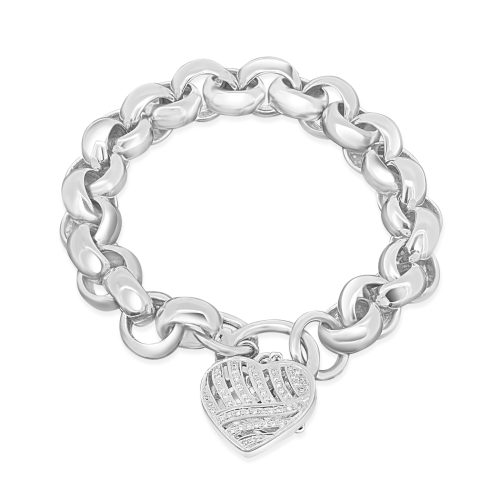White Gold Chain Bracelet, Natural Diamonds Bold Beauty with Timeless Sparkle