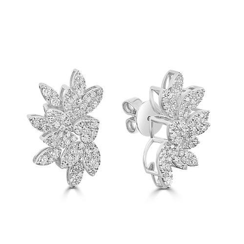 Flower Stud Earrings With Diamonds