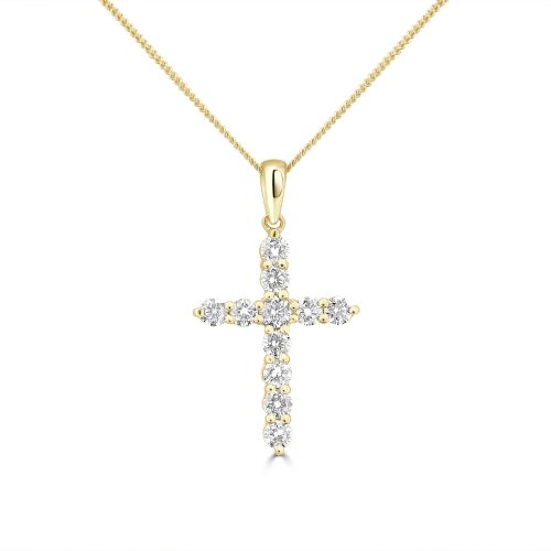 Diamond Cross Pendant Necklace Grace and Light in 18kt Gold