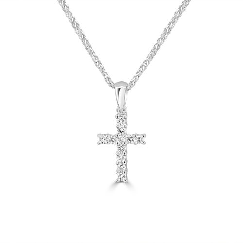 Diamond Cross Pendant in White Gold