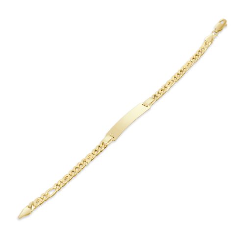 Gold Chain Bracelet 9kt Yellow Gold ID Bracelet with Classic Curb Chain