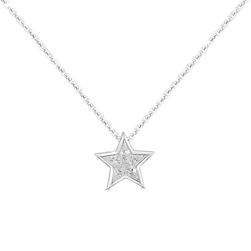 Star Pendant 18kt White Gold with Natural Diamonds