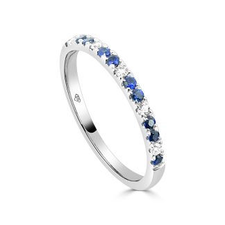 Ladies Wedding Band Elegant White Gold with Blue Sapphires & DiamondsBlue sapphire diamond ring
