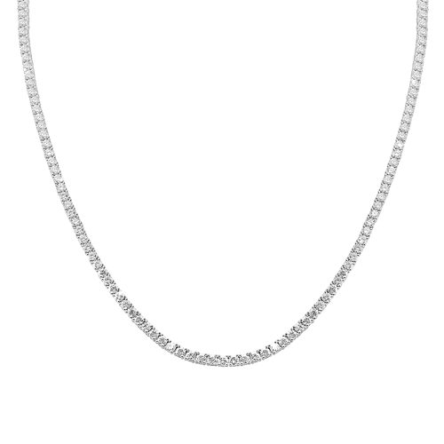 Tennis Necklace 18kt White Gold with Lab Diamonds & Four Claws