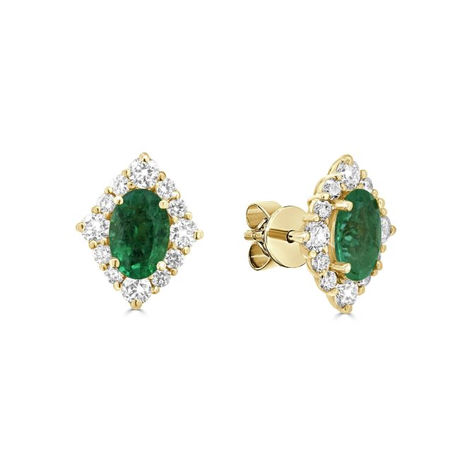 A Touch of Luxury Emerald and Diamond Stud EarringsEmerald and diamond earrings