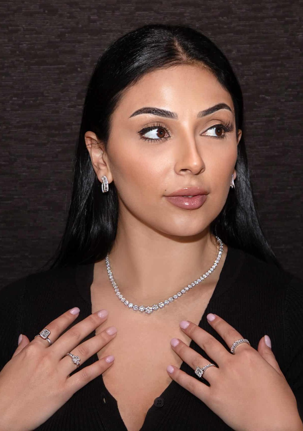 Elegant jewellry displayed on model