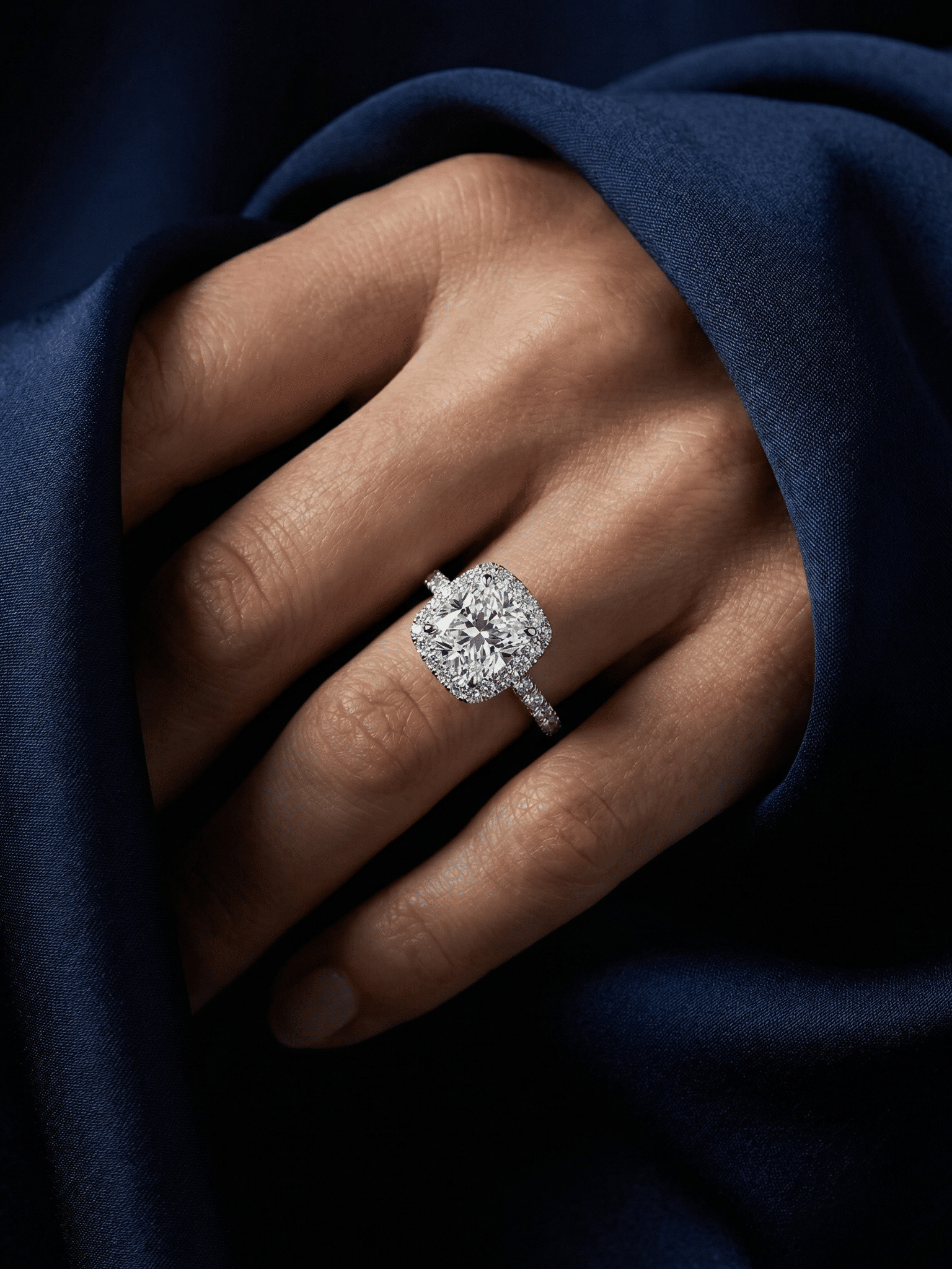 Pear Cut Halo Engagement Ring 0.50 Ct