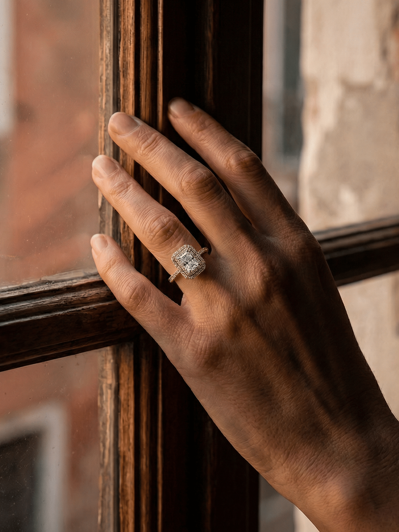 Pera Cut Double Halo Engagement Ring