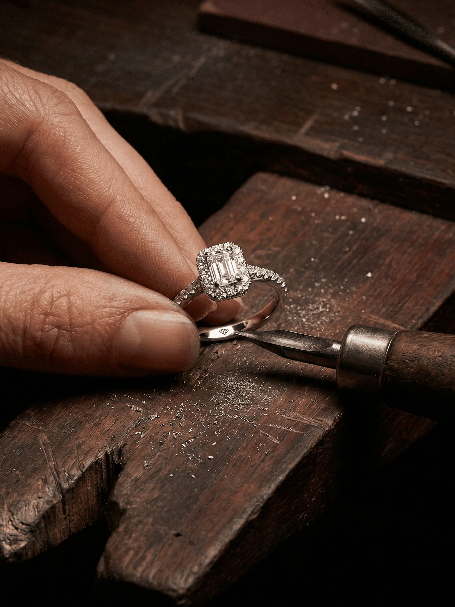 White Gold Princess Cut Diamond Three St…