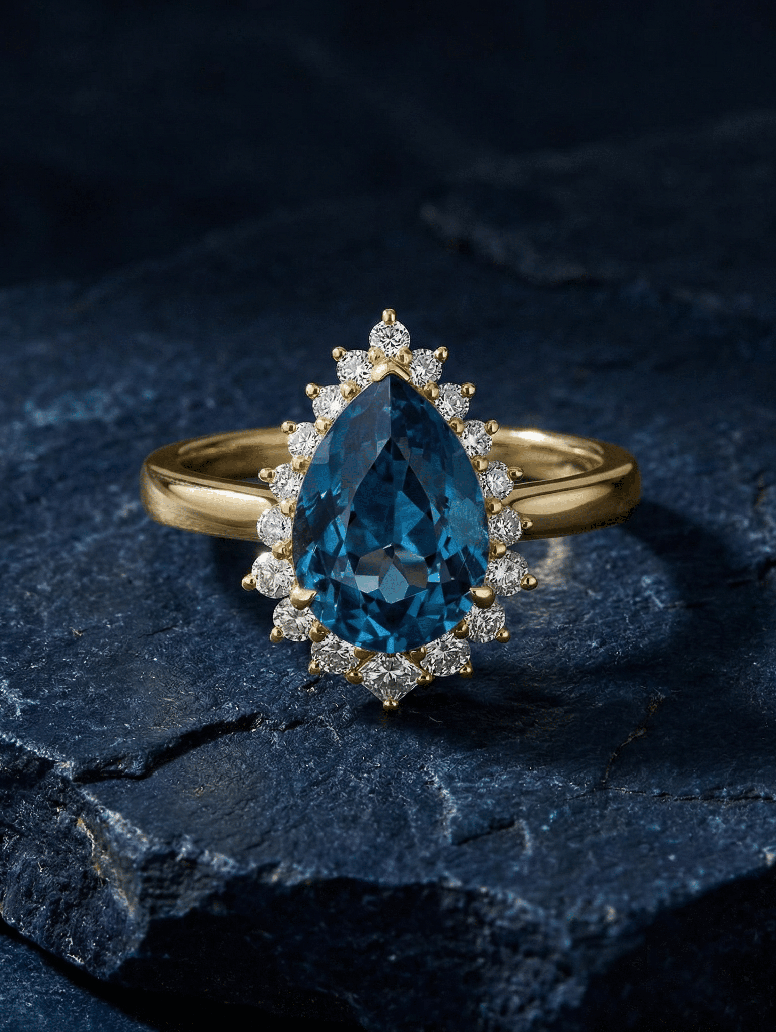 18ct White Gold Blue Topaz and Diamond H…