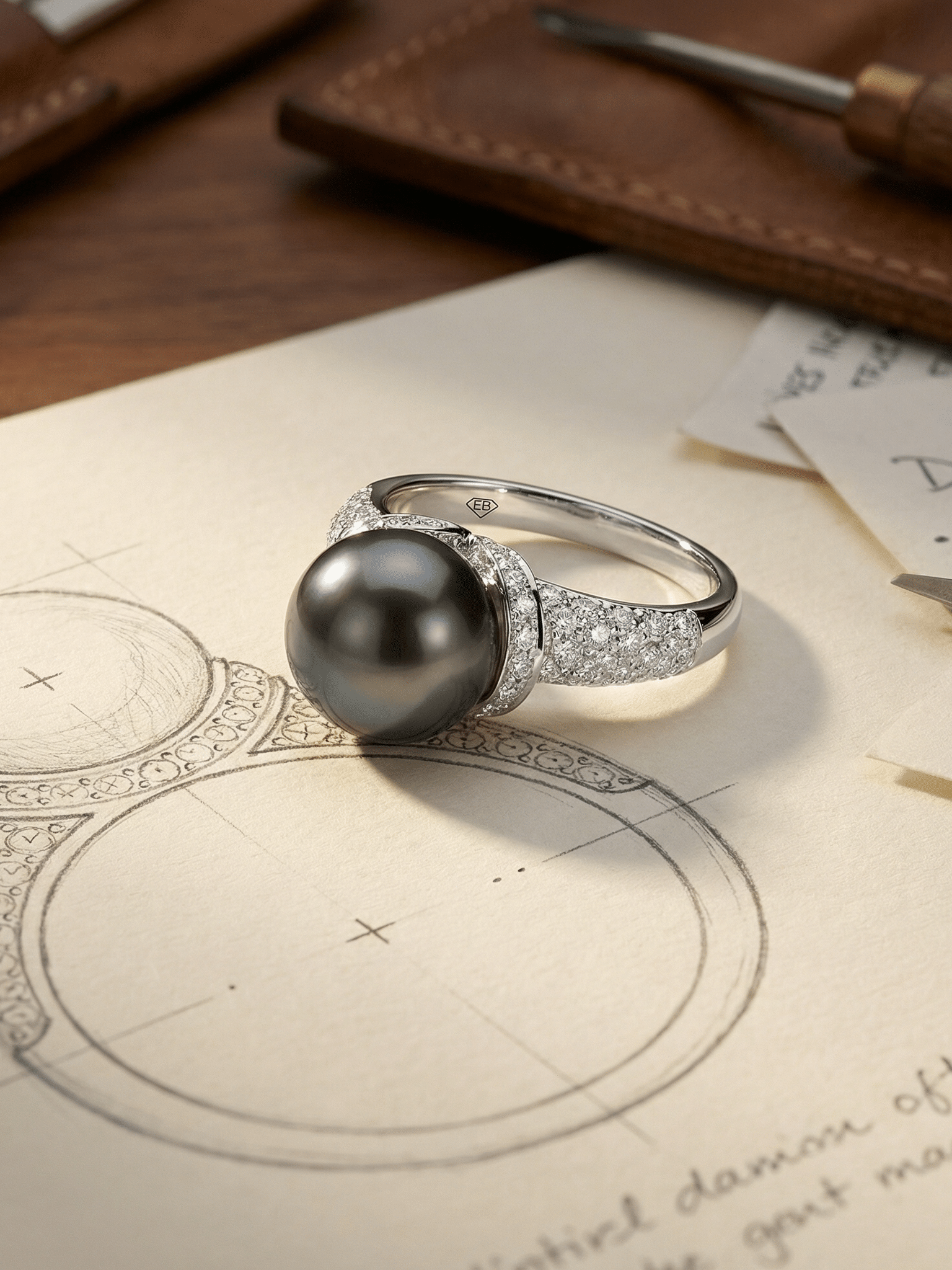 Pearl Double Halo Set In Pave