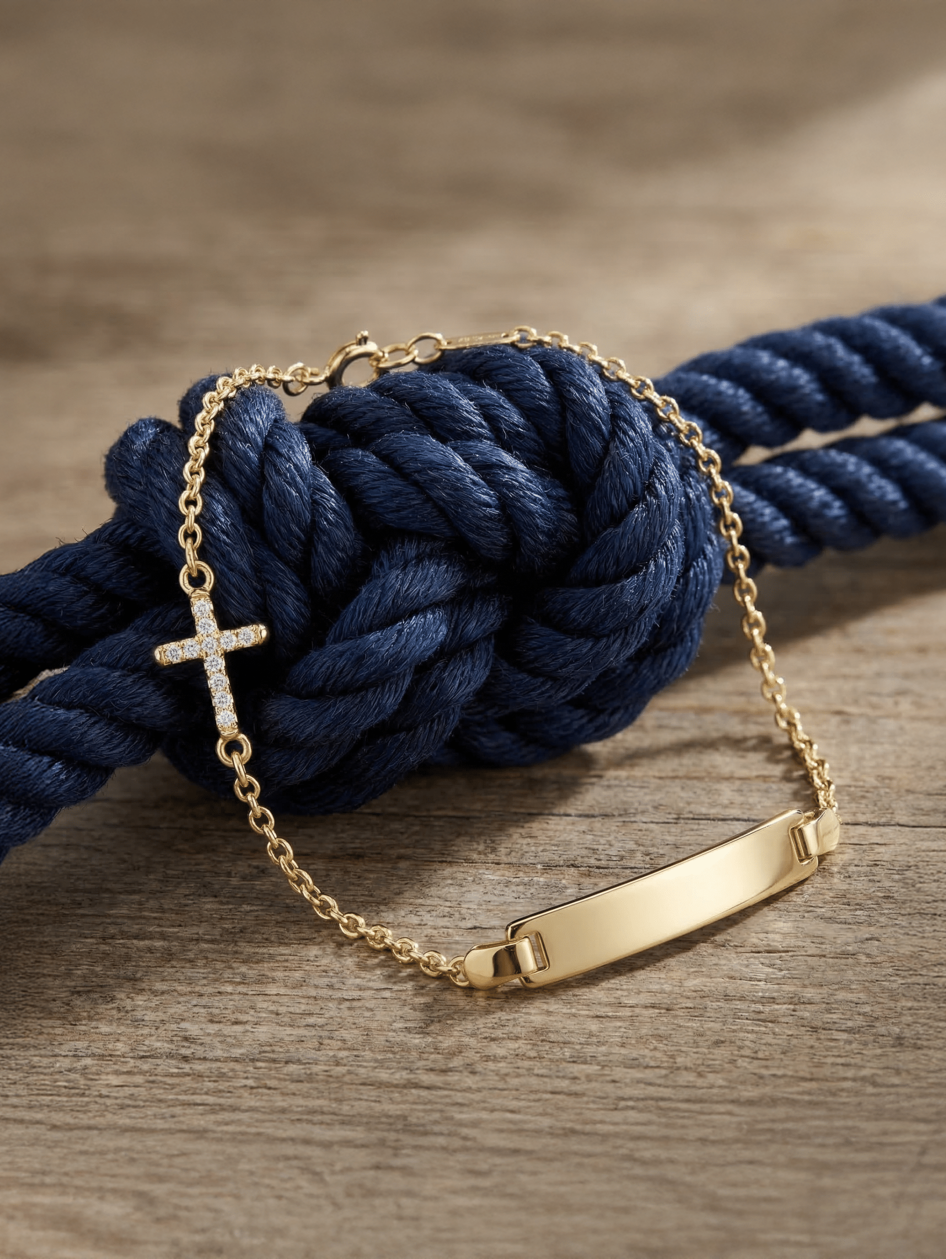 Gold Chain Bracelet with Cross Timeless …