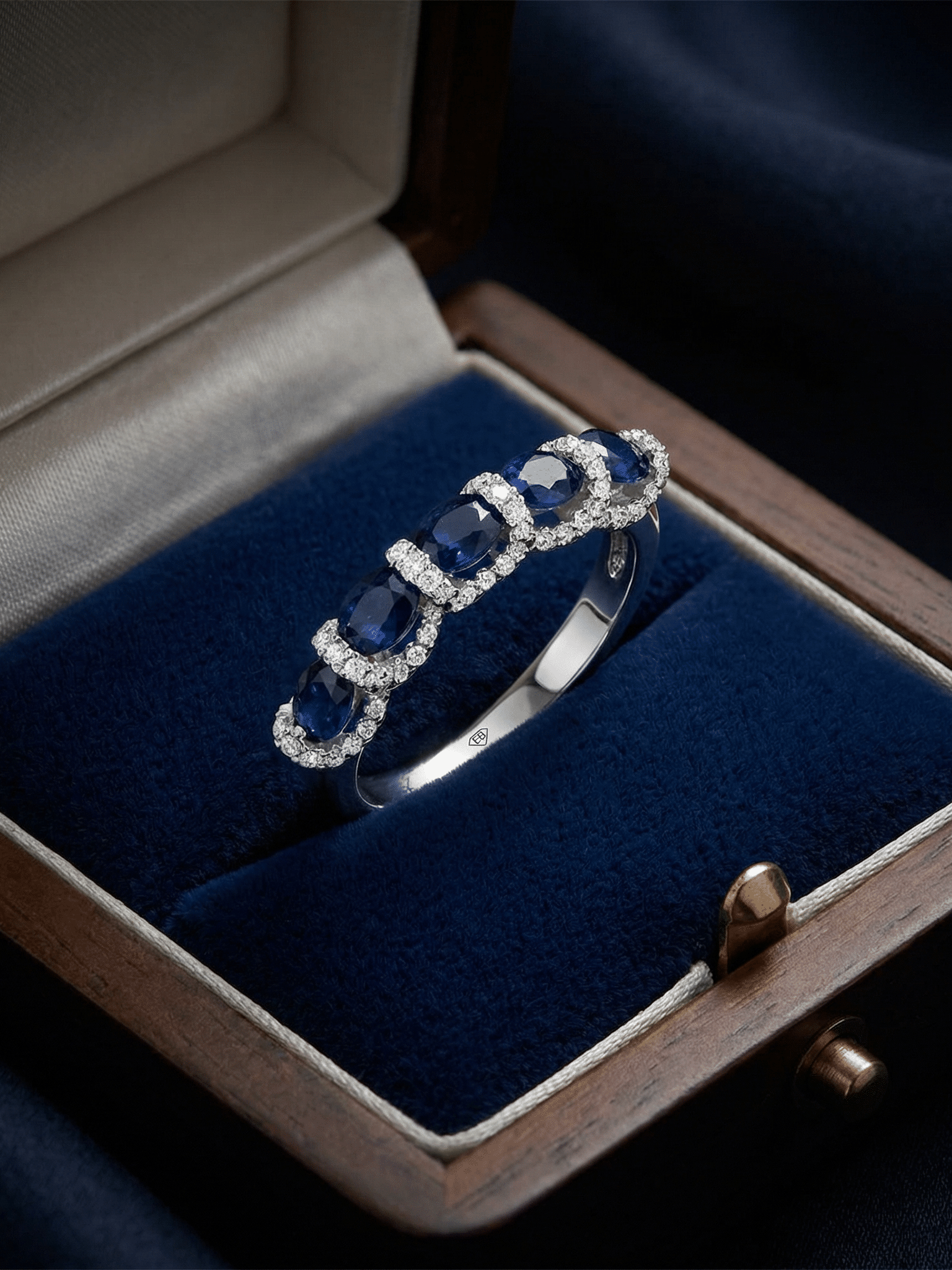 Oval sapphire double halo