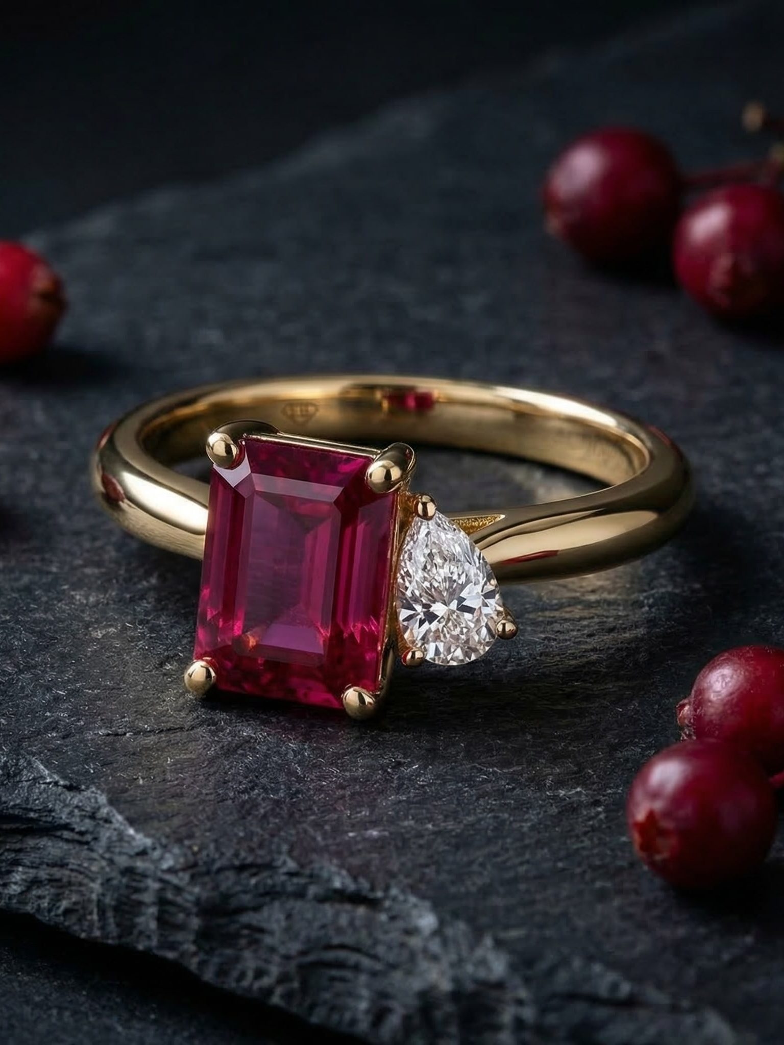 Oval Ruby and Diamond Pendant