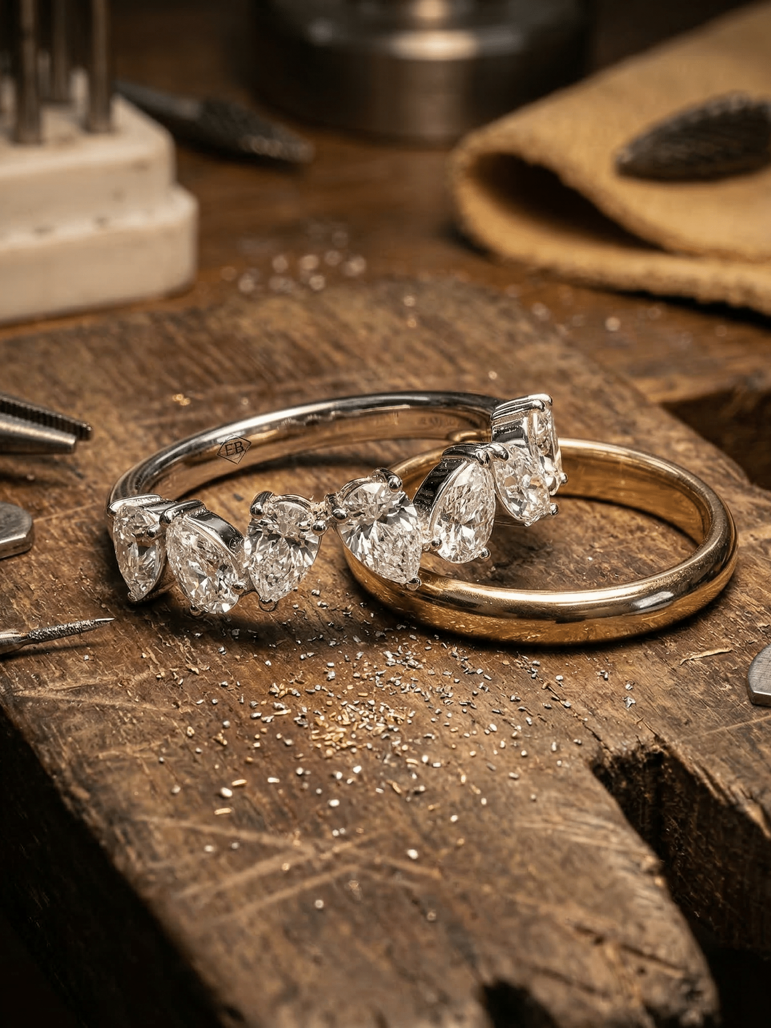 18ct White Gold Diamond Wedding Ring Acc…