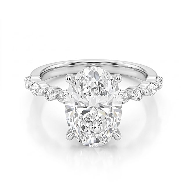 Oval Diamond Engagement Ring in 18ct White GoldOval diamond engagement ring