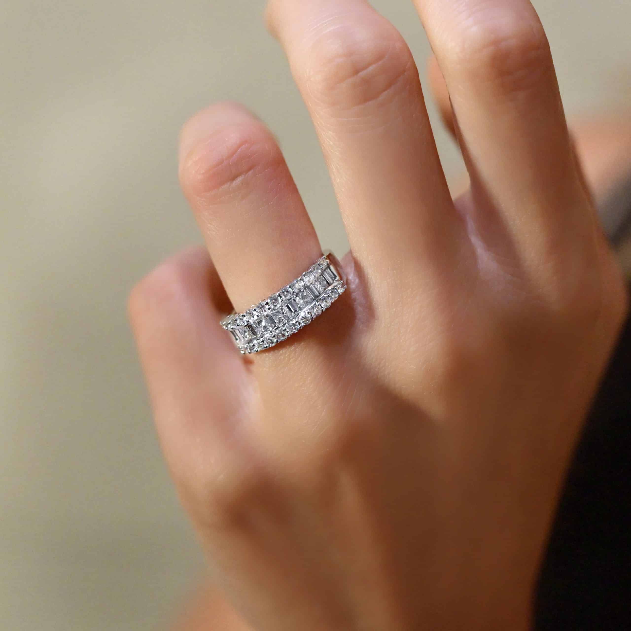 Elegant diamond ring on hand