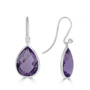 Diamond and Amethyst Pear Drop Earrings
