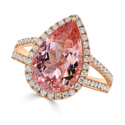 Pear Shape Morganite and Diamond Ring