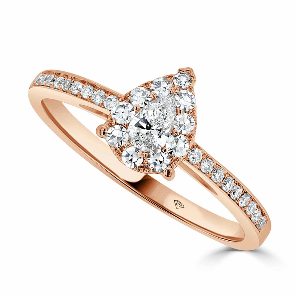 Pear Shape Engagement Ring with Diamond Halo