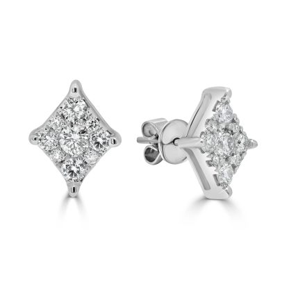 Round Diamond Cluster Studs