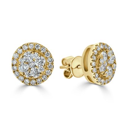 Round Diamond Cluster Stud Earrings