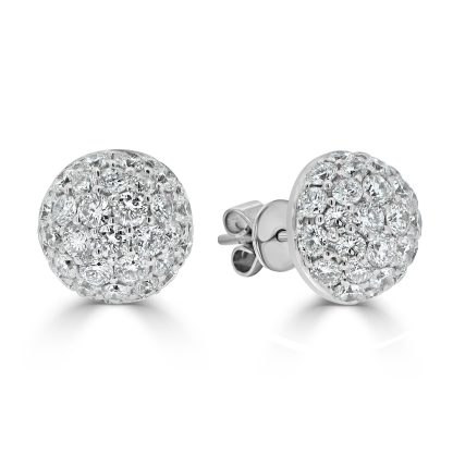 Round Diamond Cluster Stud Earrings