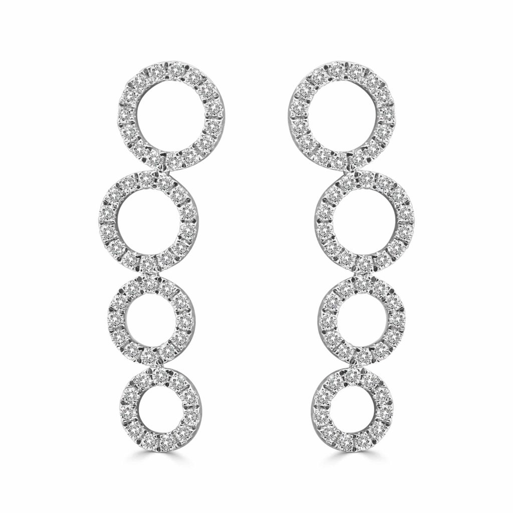 Round Diamond Circle Drop Earrings