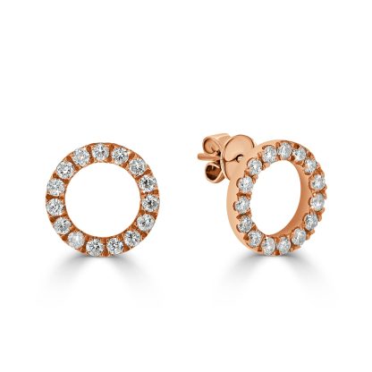 Round Diamond Circle Stud Earrings