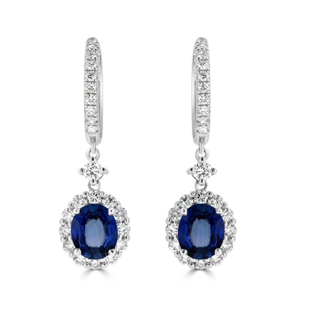 blue sapphire and diamonds earrings