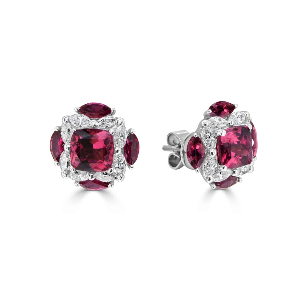Rubellite stud earrings