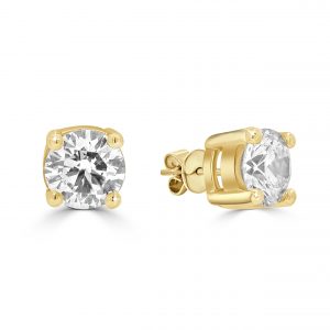 Yellow Gold 4 Claw Brilliant Diamond Studs
