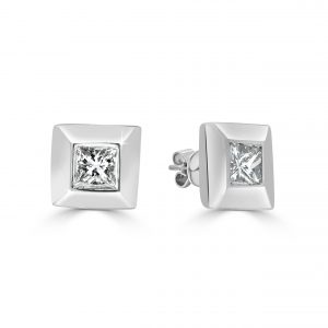 White Gold Princess Cut Diamond Studs