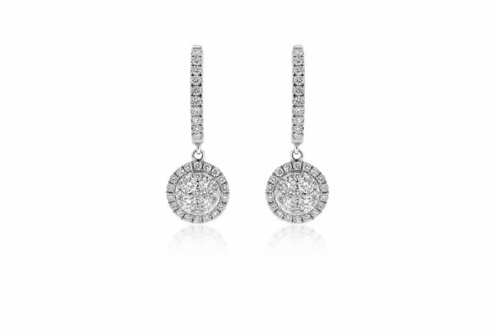 Drop diamond earrings white gold
