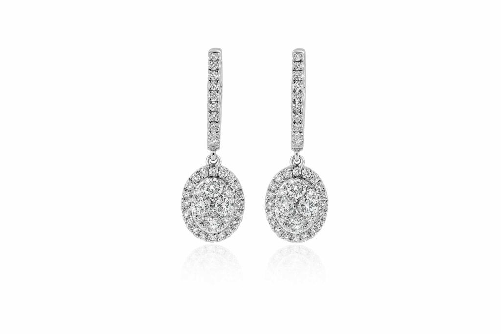 Drop diamond earrings white gold