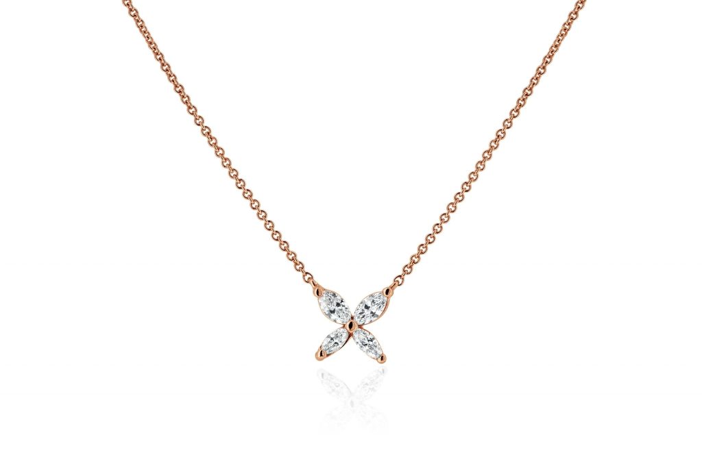 Diamond floral pendant rose gold
