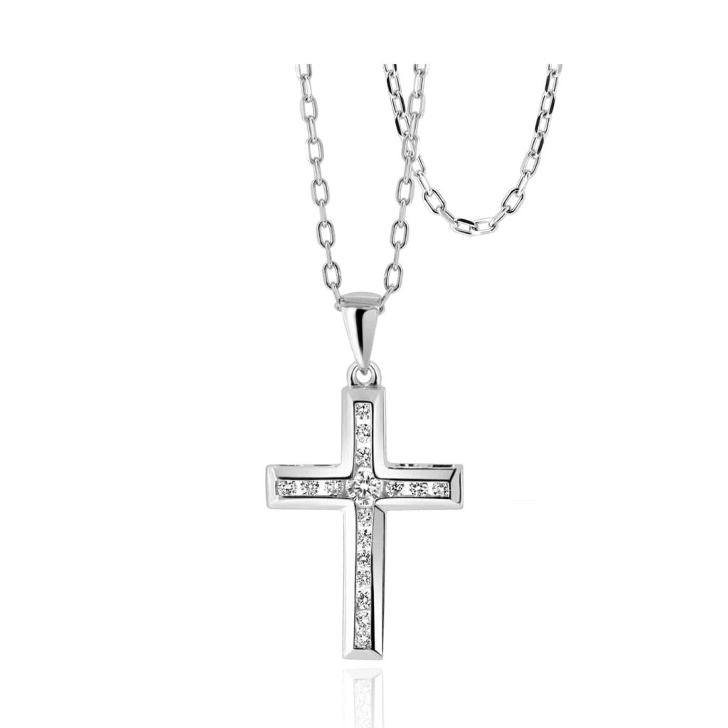 Diamond and Gold Cross Pendant