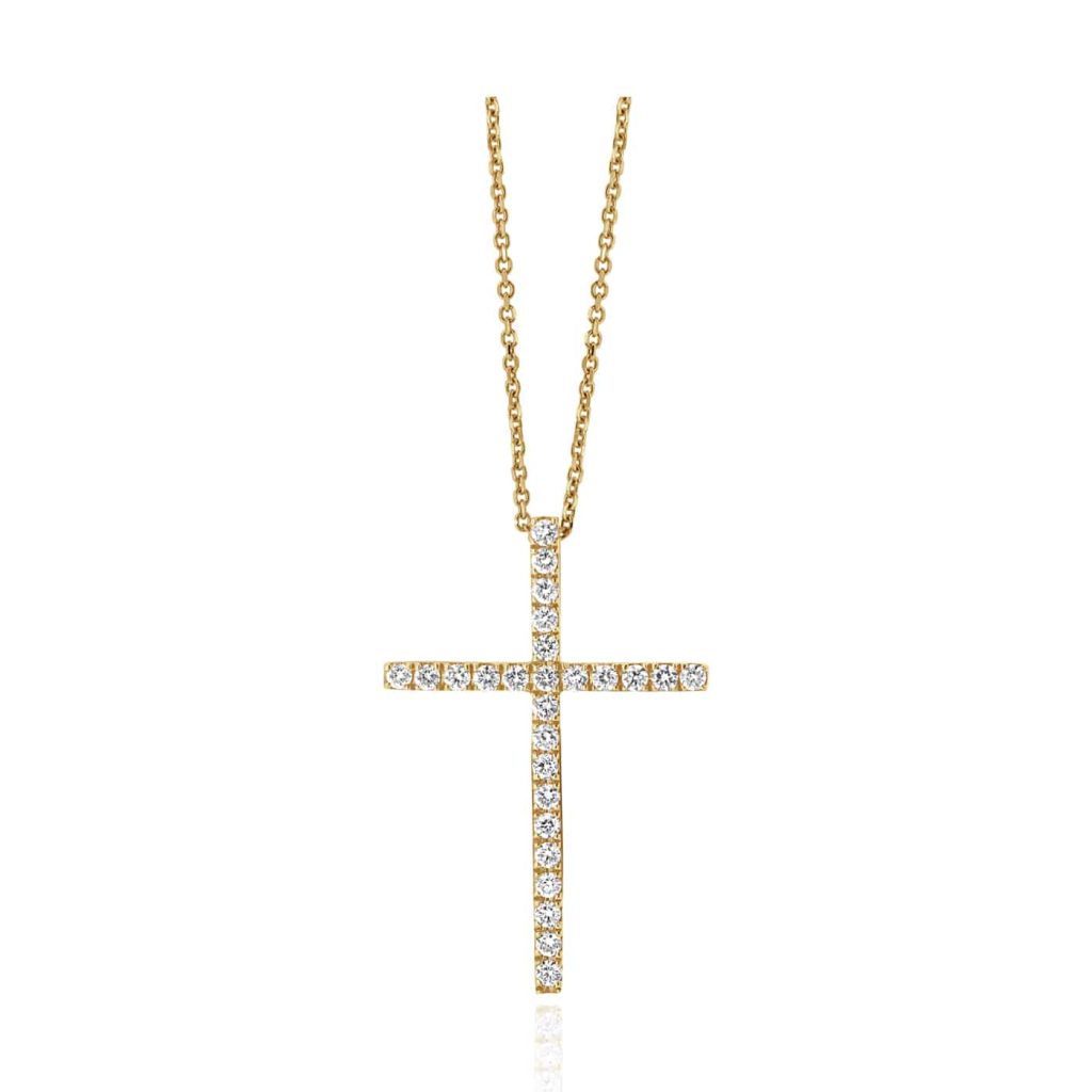 Gold cross pendant diamonds