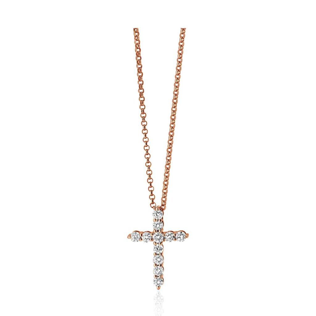 Diamond cross rose gold