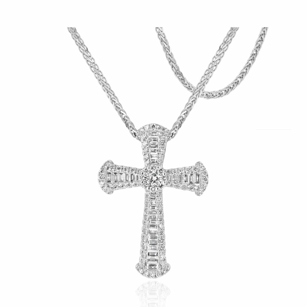 White gold diamond cross