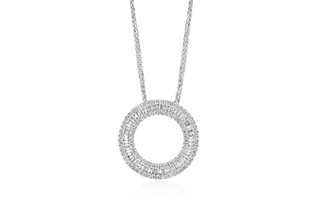 Baguette and Round Diamond O Pendant