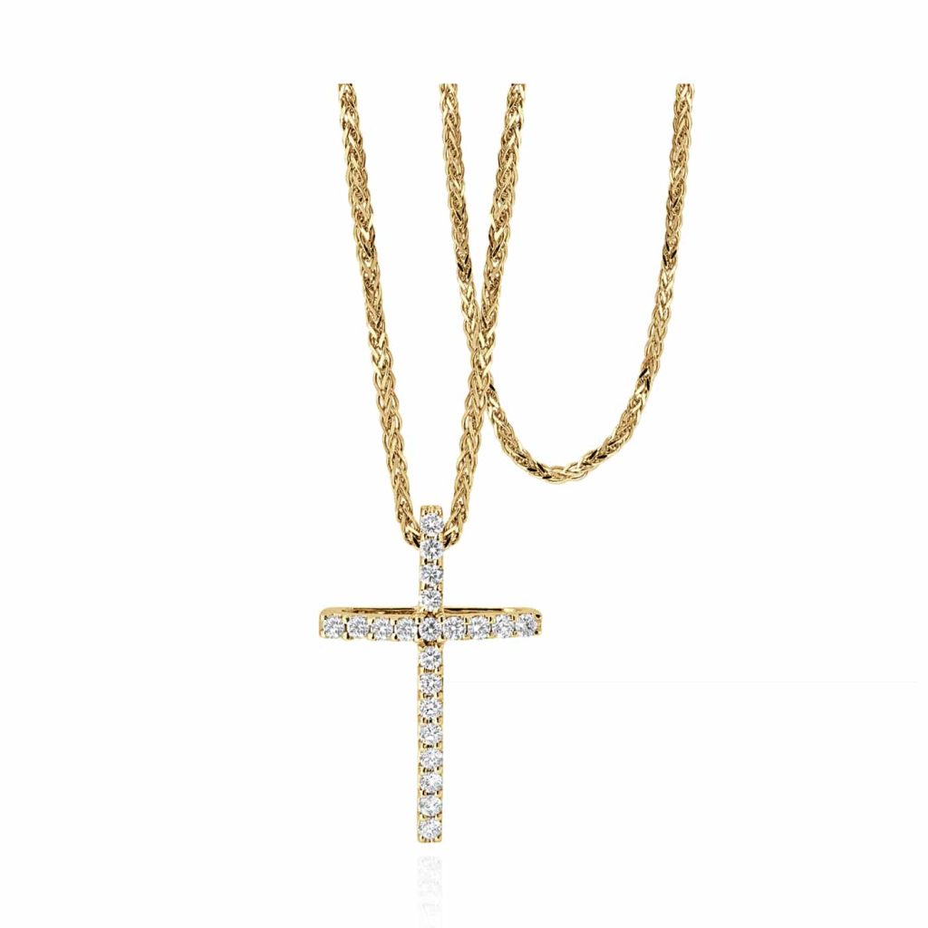 Yellow gold diamond cross