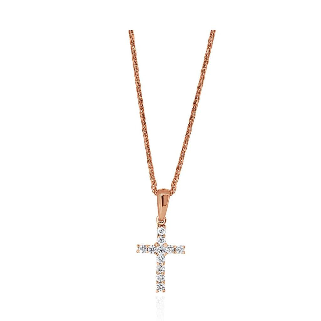 Rose gold diamond cross pendant