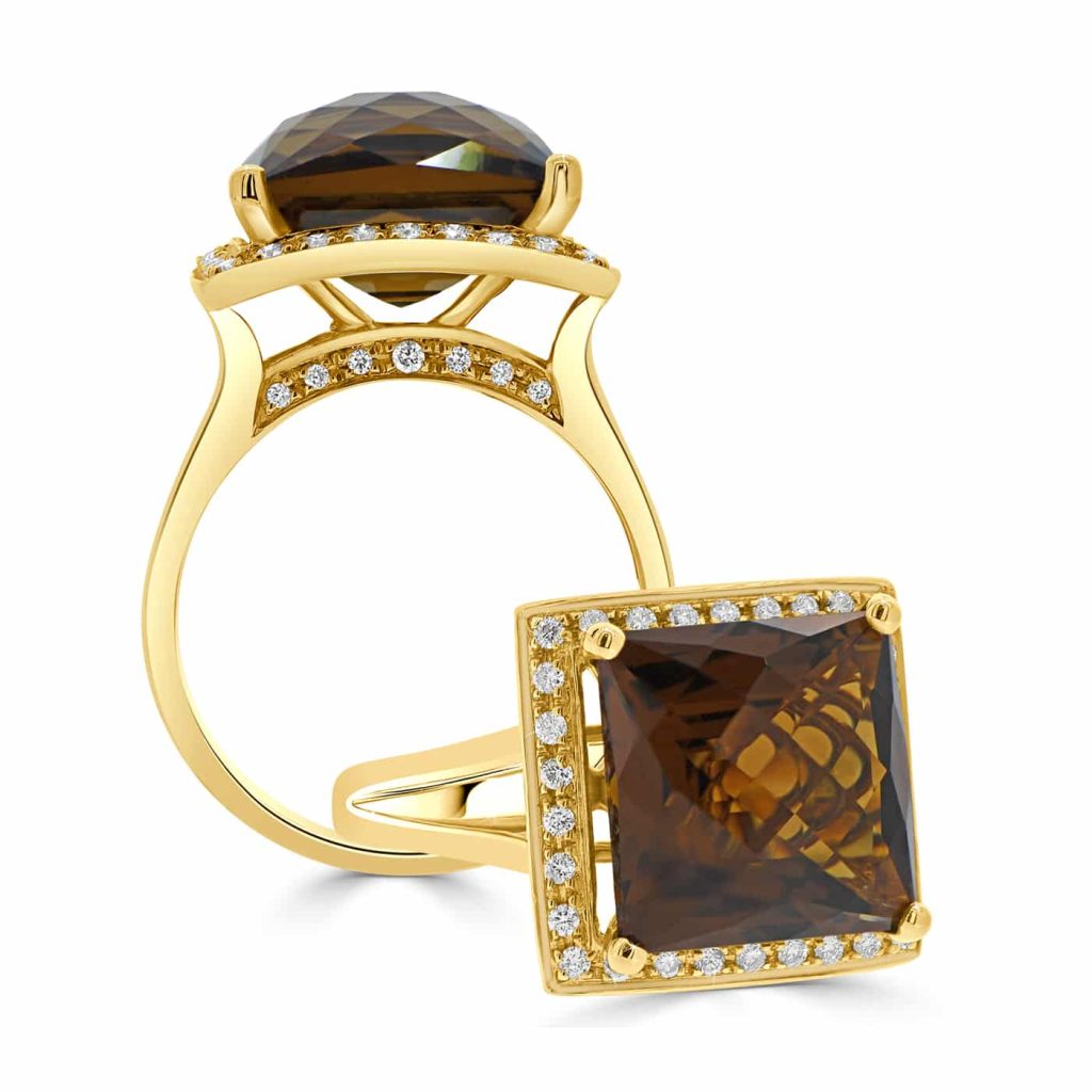 Princess smokey quartz cocktail ring