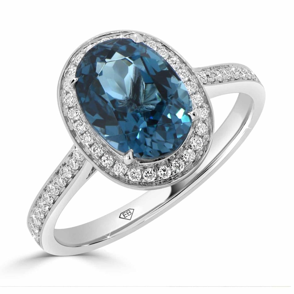 Topaz And Diamond Engagement Ring with halo