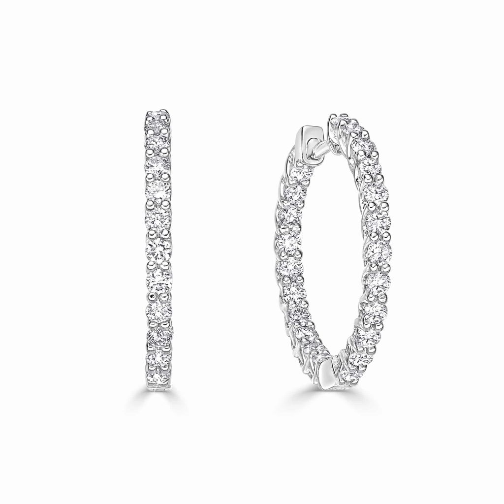 Round Diamond Hoop Earrings
