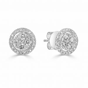 Round Brilliant Halo Studs